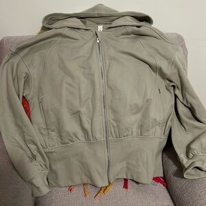 Lululemon Full Zip Hoodie With Gathered Waist in sage green- like new!!!!